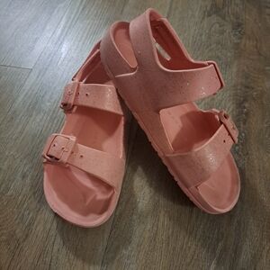 Primark Kids Coral Glitter Strap Sandals Girl's Size 2